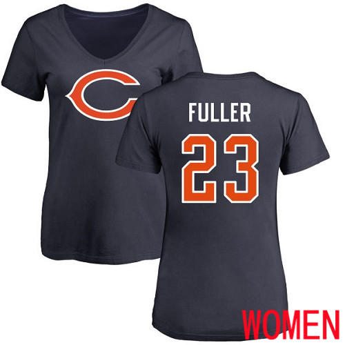 Chicago Bears Navy Blue Women Kyle Fuller Name and Number Logo NFL Football #23 T Shirt->nfl t-shirts->Sports Accessory